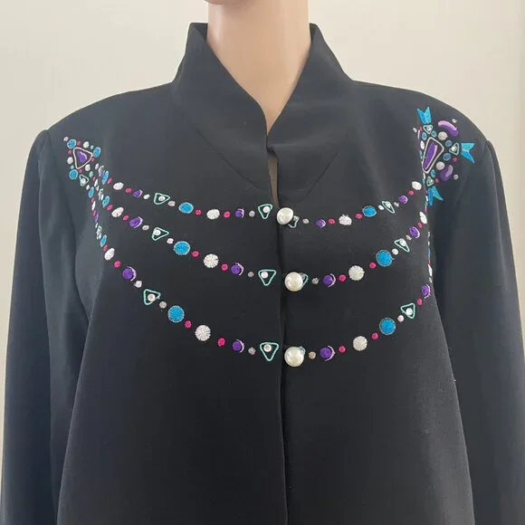 Bob Mackie Gem Detail Blazer with Purple Lazyered Inside  Size 1X - Picture 5 of 7